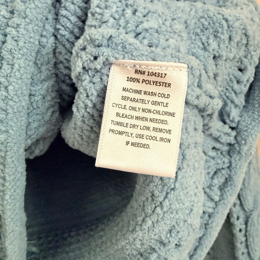 Derek heart baby blue chenille cropped cable knit sweater - Picture 5 of 6